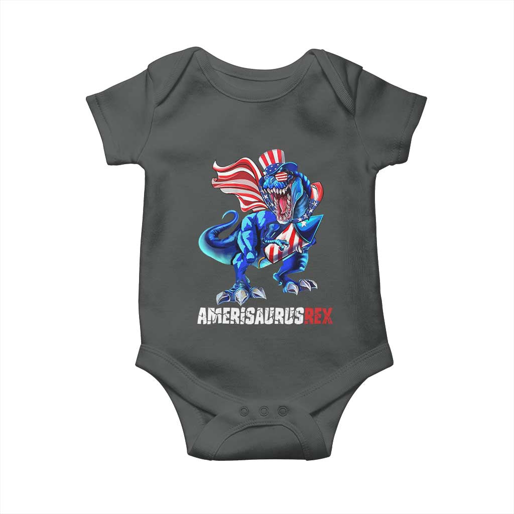 Dinosaur 4th of July Baby Onesie Funny Boys Kids Patriotic - Wonder Print Shop