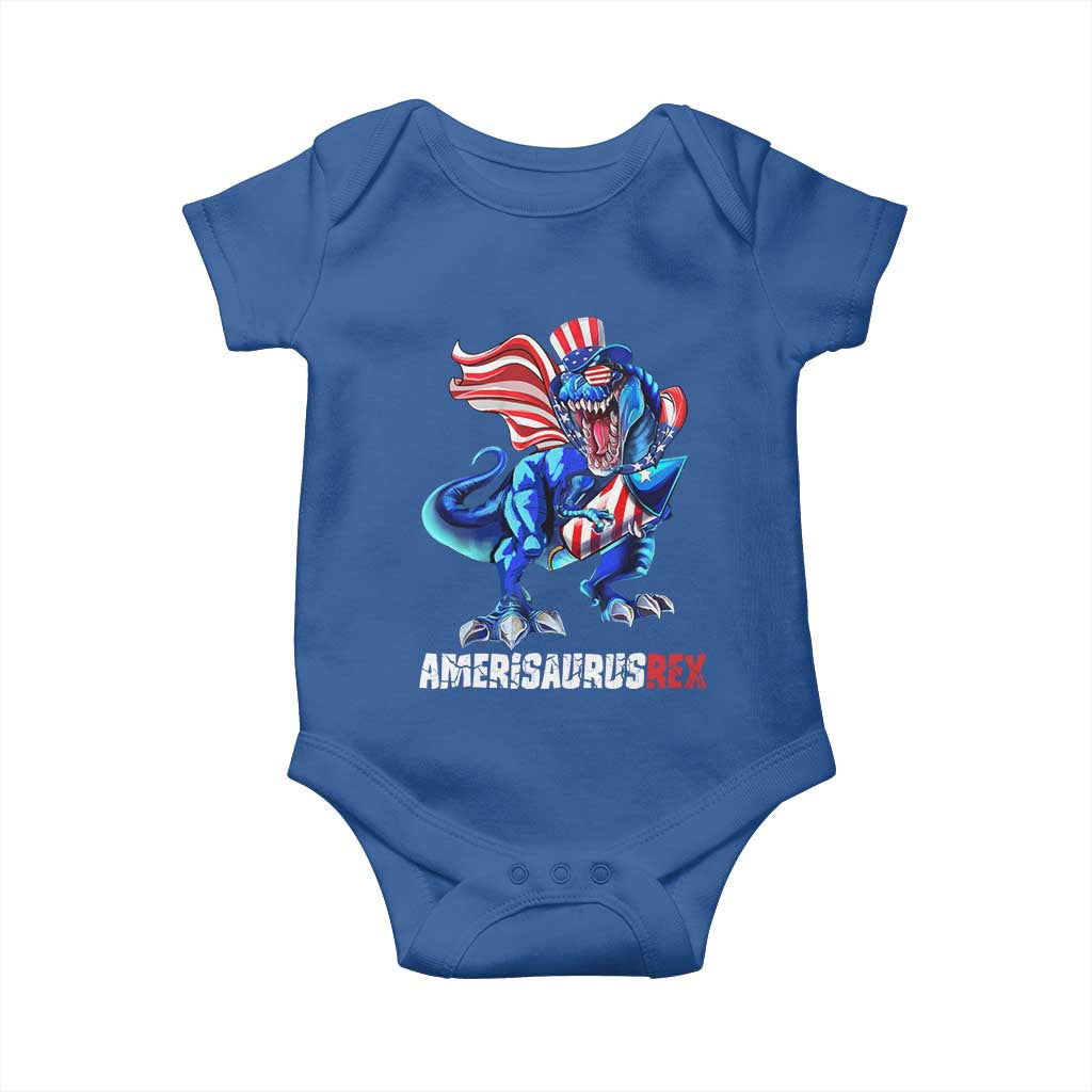 Dinosaur 4th of July Baby Onesie Funny Boys Kids Patriotic - Wonder Print Shop