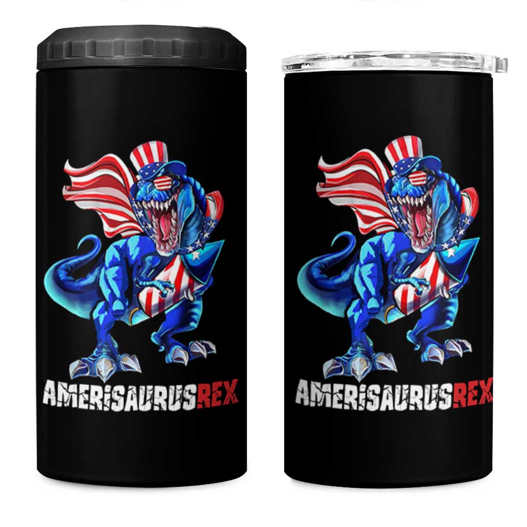 Dinosaur 4th of July 4 in 1 Can Cooler Tumbler Funny Boys Kids Patriotic - Wonder Print Shop