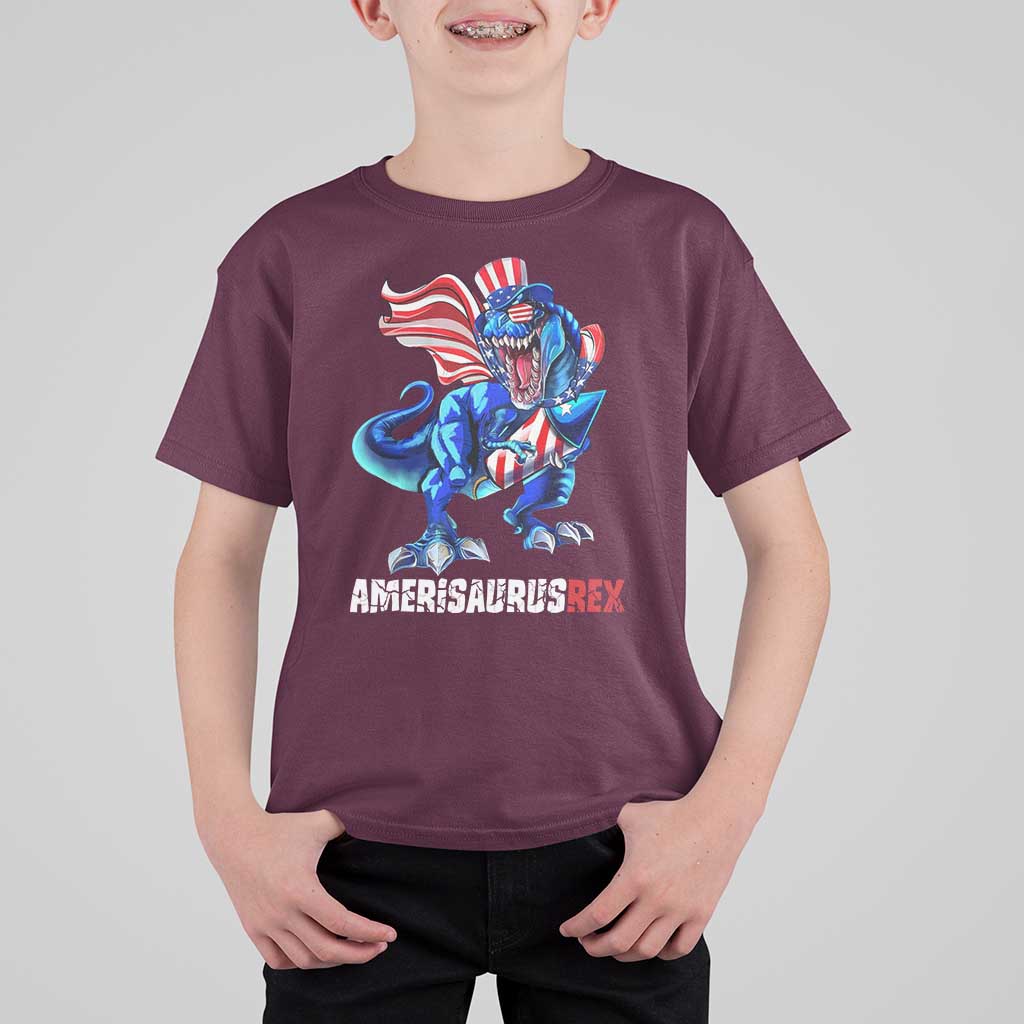 Dinosaur 4th of July T Shirt For Kid Funny Boys Kids Patriotic - Wonder Print Shop