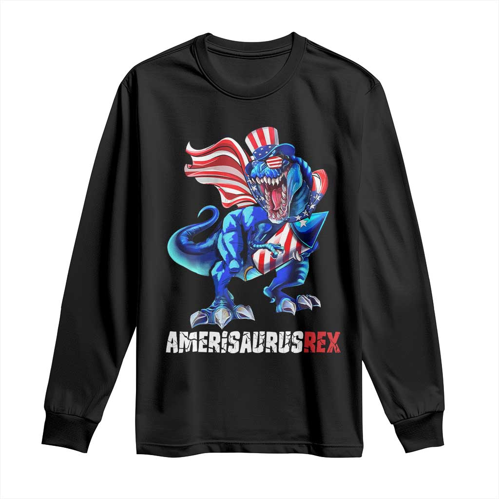 Dinosaur 4th of July Long Sleeve Shirt Funny Boys Kids Patriotic - Wonder Print Shop