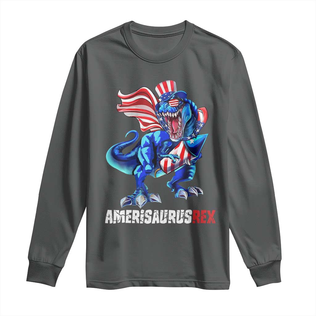 Dinosaur 4th of July Long Sleeve Shirt Funny Boys Kids Patriotic - Wonder Print Shop
