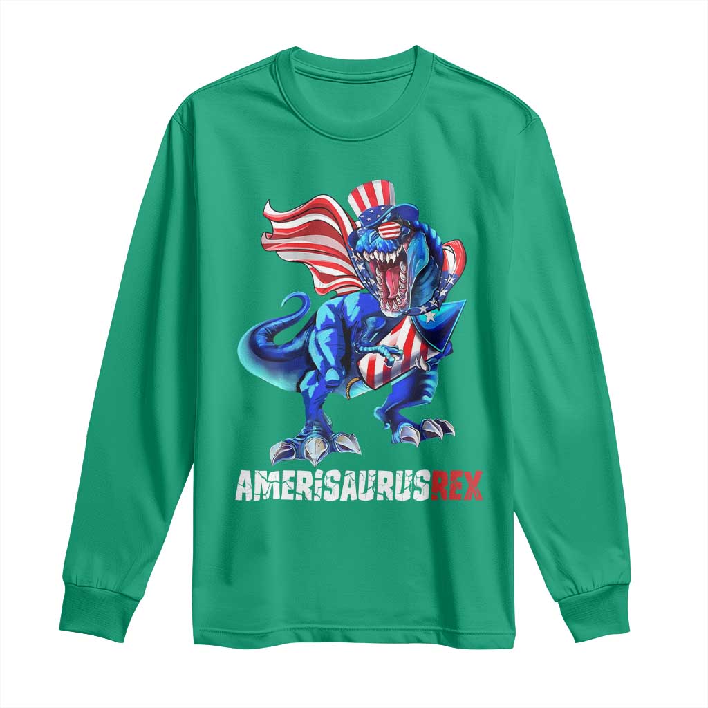 Dinosaur 4th of July Long Sleeve Shirt Funny Boys Kids Patriotic - Wonder Print Shop