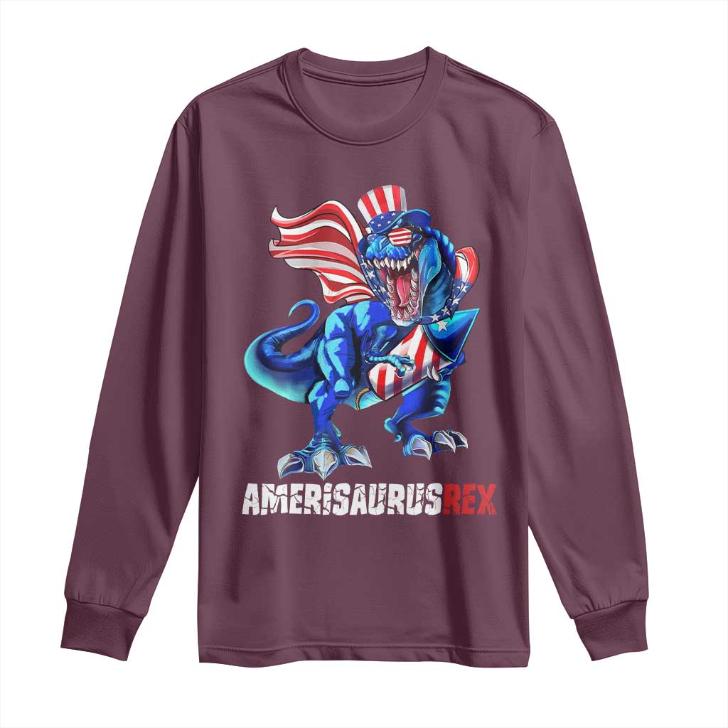 Dinosaur 4th of July Long Sleeve Shirt Funny Boys Kids Patriotic - Wonder Print Shop