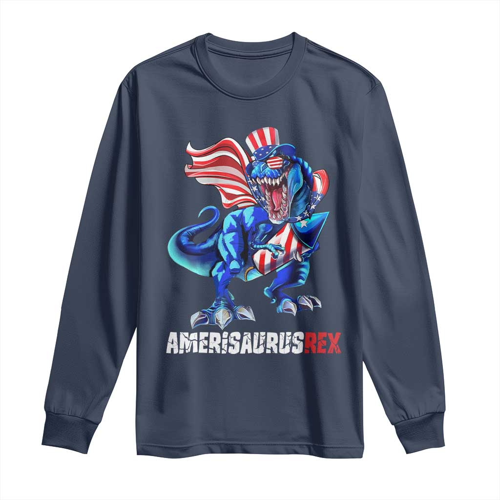 Dinosaur 4th of July Long Sleeve Shirt Funny Boys Kids Patriotic - Wonder Print Shop