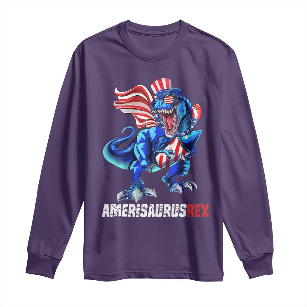 Dinosaur 4th of July Long Sleeve Shirt Funny Boys Kids Patriotic - Wonder Print Shop