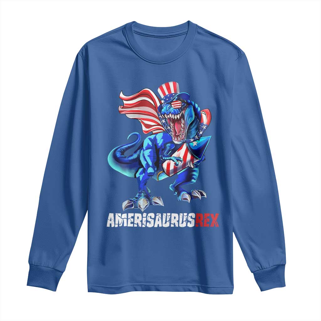Dinosaur 4th of July Long Sleeve Shirt Funny Boys Kids Patriotic - Wonder Print Shop