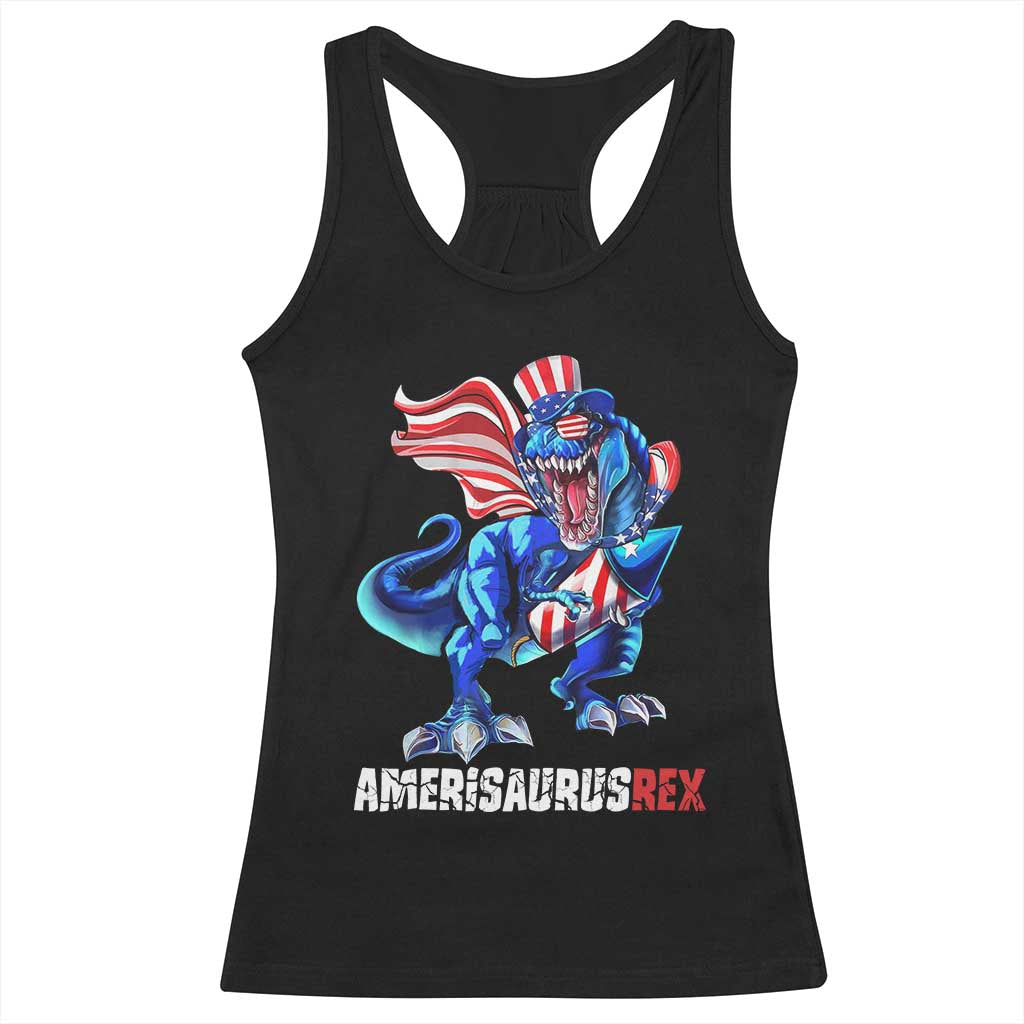 Dinosaur 4th of July Racerback Tank Top Funny Boys Kids Patriotic - Wonder Print Shop