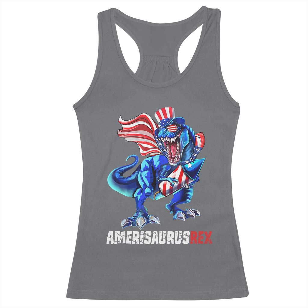 Dinosaur 4th of July Racerback Tank Top Funny Boys Kids Patriotic - Wonder Print Shop