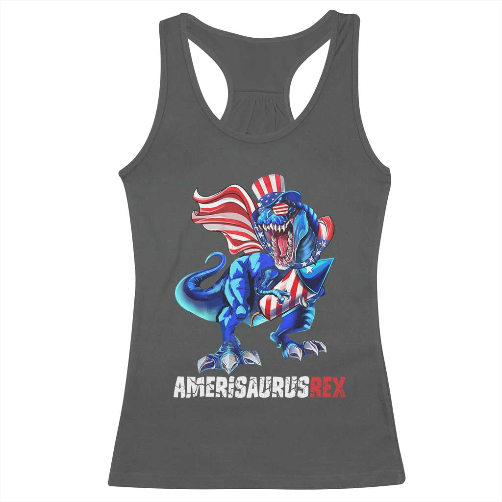 Dinosaur 4th of July Racerback Tank Top Funny Boys Kids Patriotic - Wonder Print Shop
