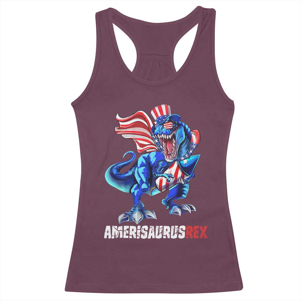 Dinosaur 4th of July Racerback Tank Top Funny Boys Kids Patriotic - Wonder Print Shop