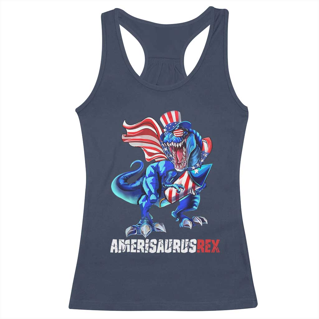 Dinosaur 4th of July Racerback Tank Top Funny Boys Kids Patriotic - Wonder Print Shop
