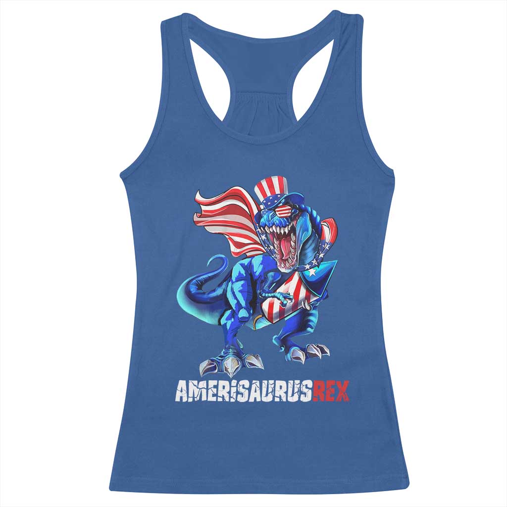 Dinosaur 4th of July Racerback Tank Top Funny Boys Kids Patriotic - Wonder Print Shop