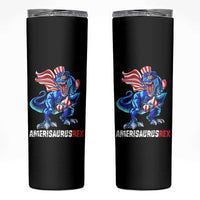 Dinosaur 4th of July Skinny Tumbler Funny Boys Kids Patriotic - Wonder Print Shop