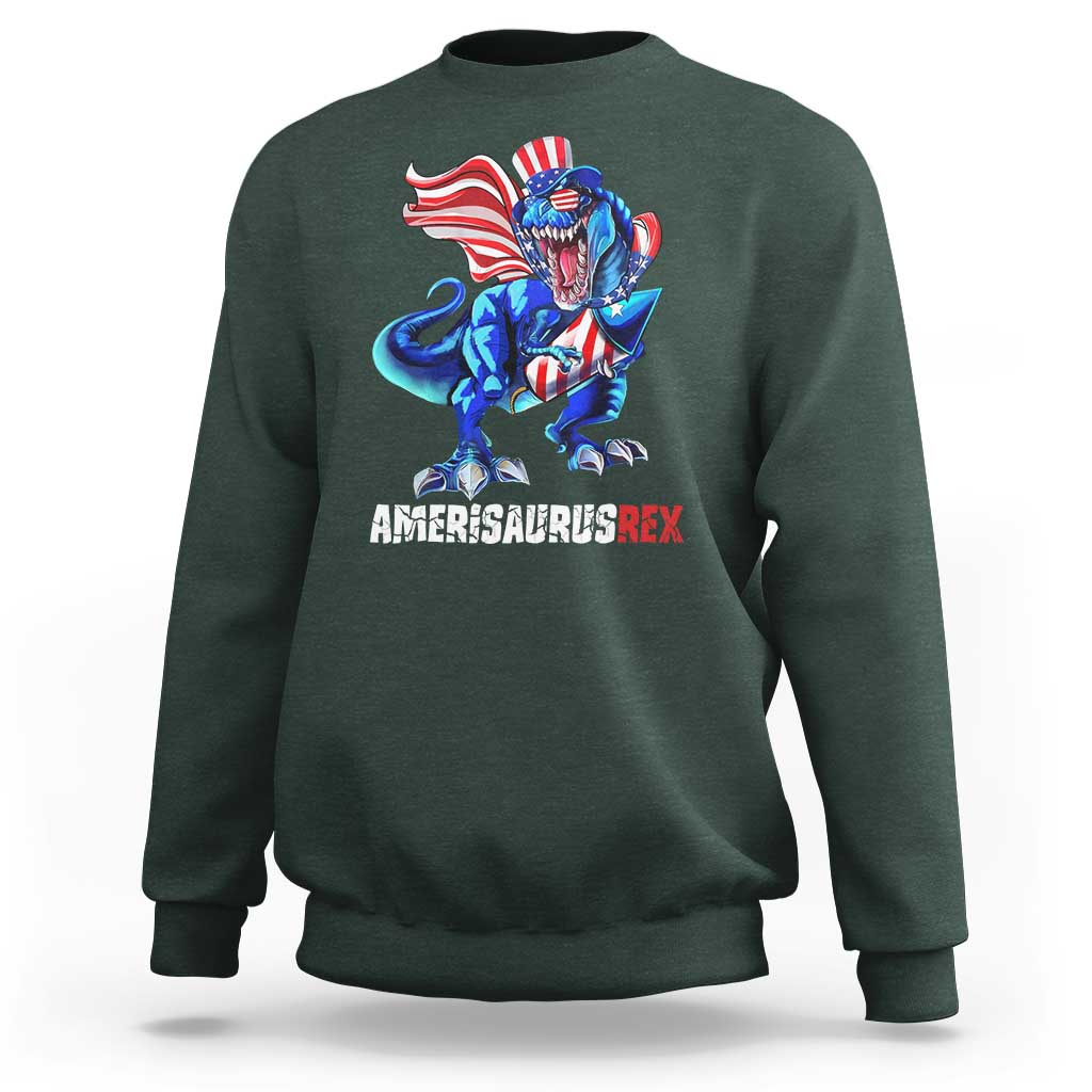 Dinosaur 4th of July Sweatshirt Funny Boys Kids Patriotic - Wonder Print Shop