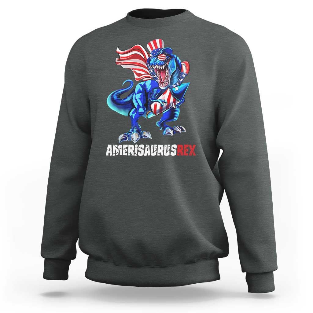 Dinosaur 4th of July Sweatshirt Funny Boys Kids Patriotic - Wonder Print Shop