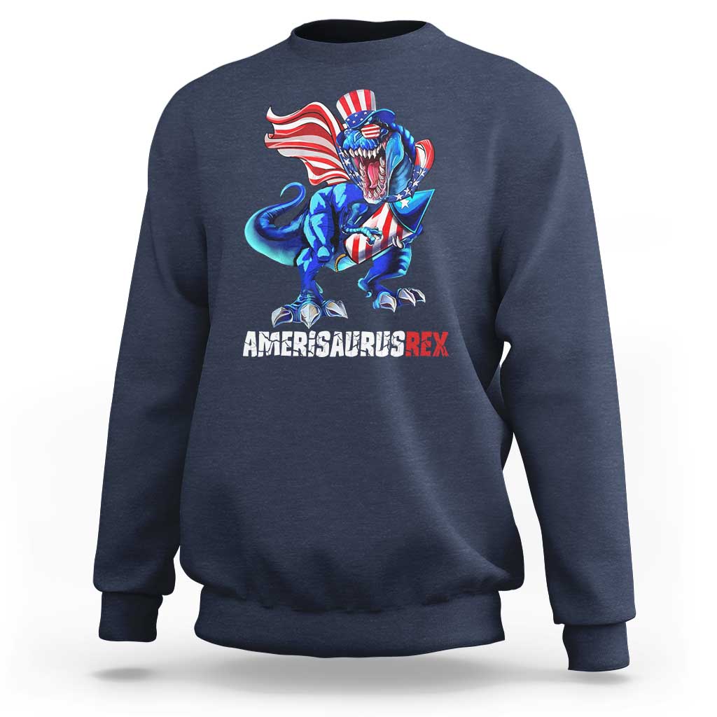 Dinosaur 4th of July Sweatshirt Funny Boys Kids Patriotic - Wonder Print Shop