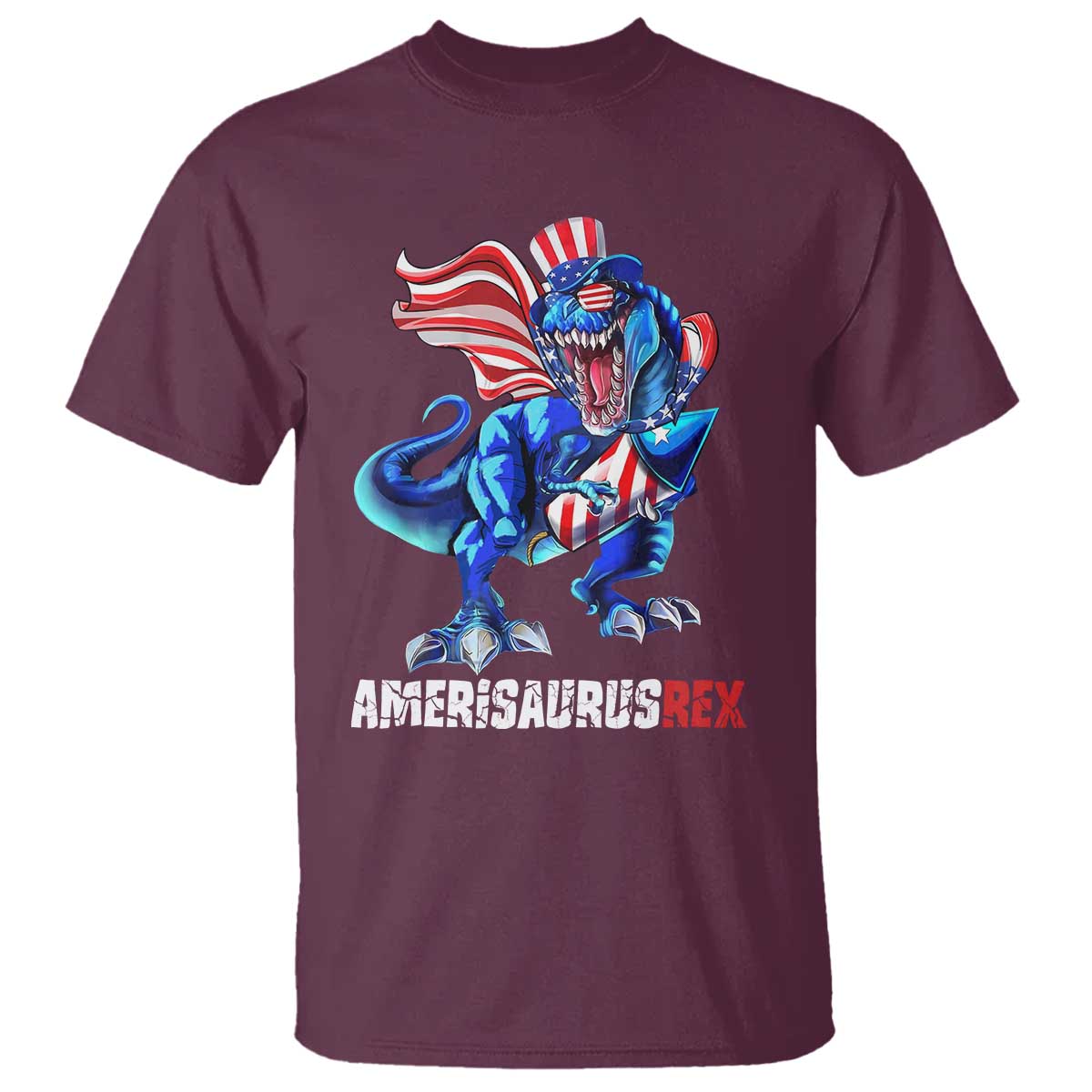 Dinosaur 4th of July T Shirt Funny Boys Kids Patriotic - Wonder Print Shop