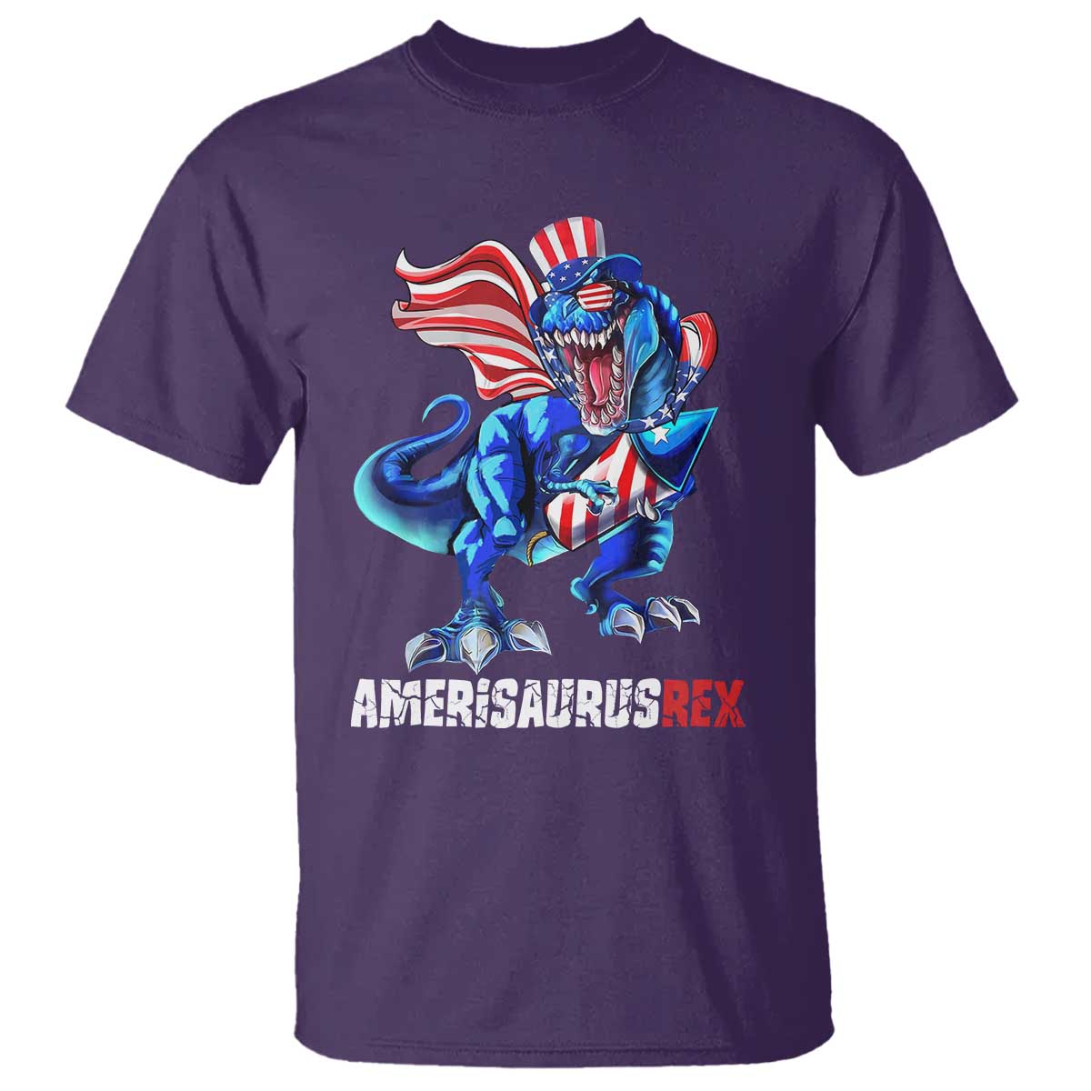 Dinosaur 4th of July T Shirt Funny Boys Kids Patriotic - Wonder Print Shop
