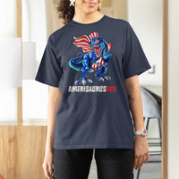 Dinosaur 4th of July T Shirt For Women Funny Boys Kids Patriotic - Wonder Print Shop