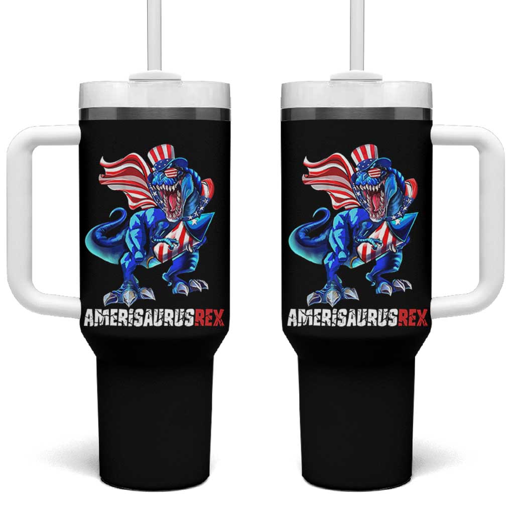 Dinosaur 4th of July Tumbler With Handle Funny Boys Kids Patriotic - Wonder Print Shop