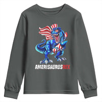 Dinosaur 4th of July Youth Sweatshirt Funny Boys Kids Patriotic - Wonder Print Shop
