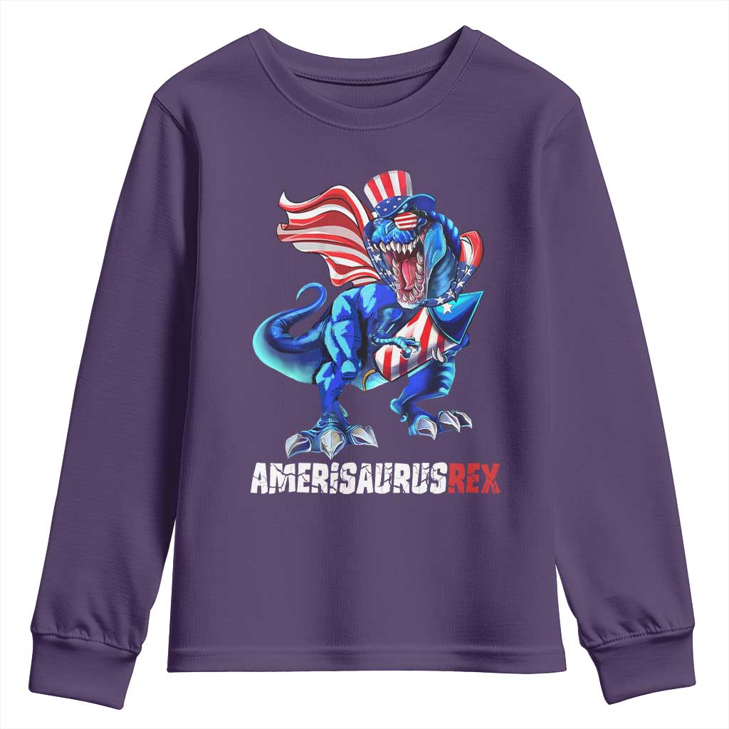 Dinosaur 4th of July Youth Sweatshirt Funny Boys Kids Patriotic - Wonder Print Shop