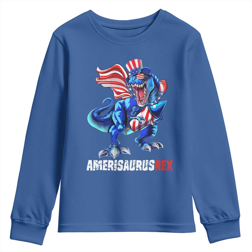 Dinosaur 4th of July Youth Sweatshirt Funny Boys Kids Patriotic - Wonder Print Shop