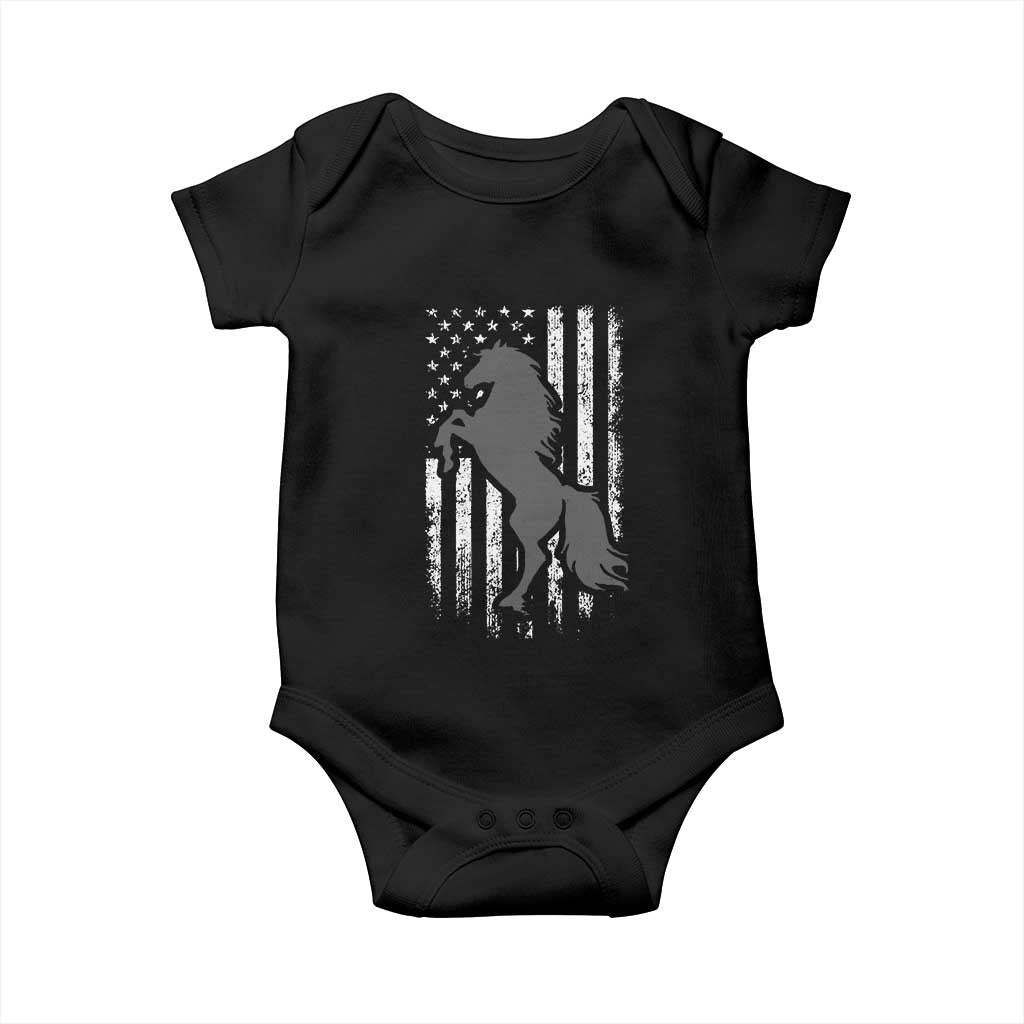 Patriotic Horse American Flag Baby Onesie Horseback Riding Western Farm Vintage Horse