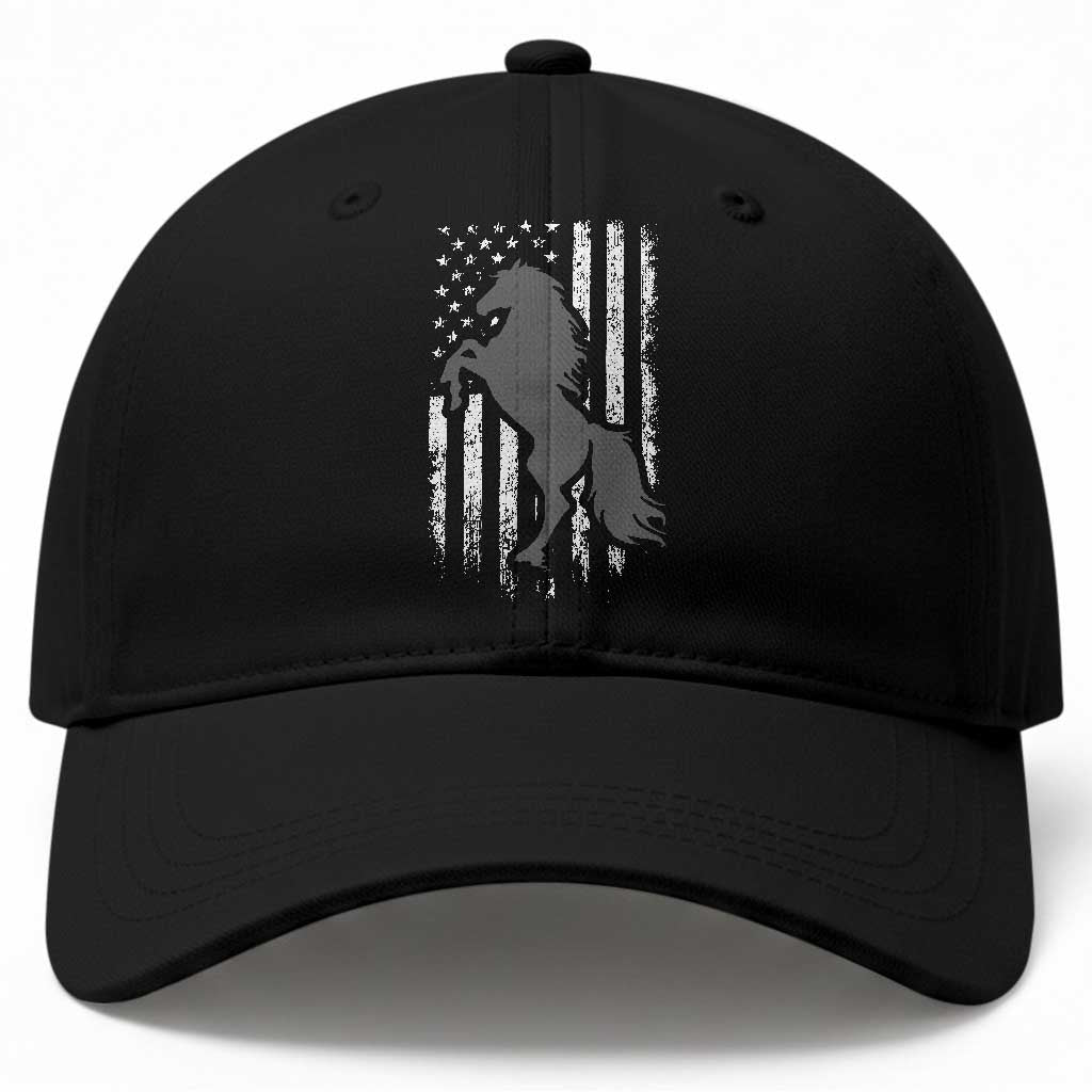 Patriotic Horse American Flag Baseball Cap Horseback Riding Western Farm Vintage Horse