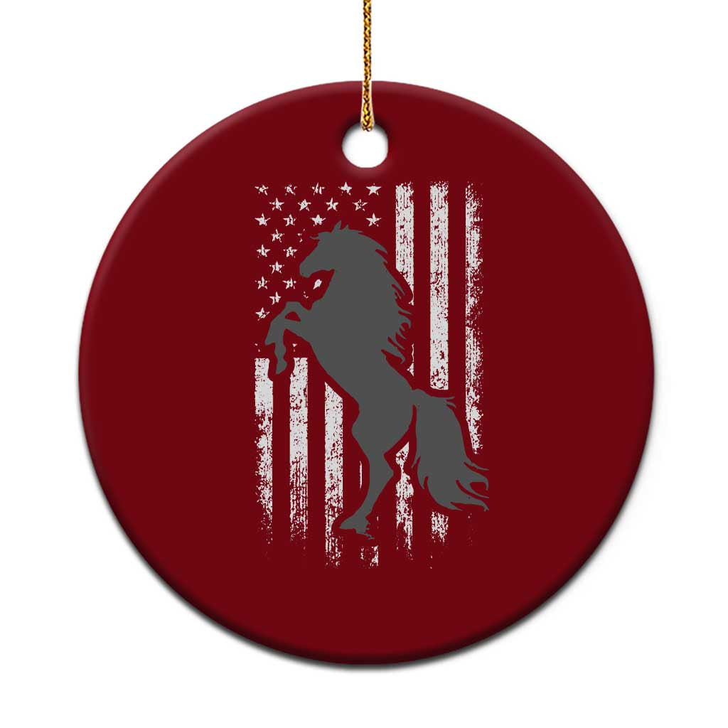 Patriotic Horse American Flag Ceramic Ornament Horseback Riding Western Farm Vintage Horse