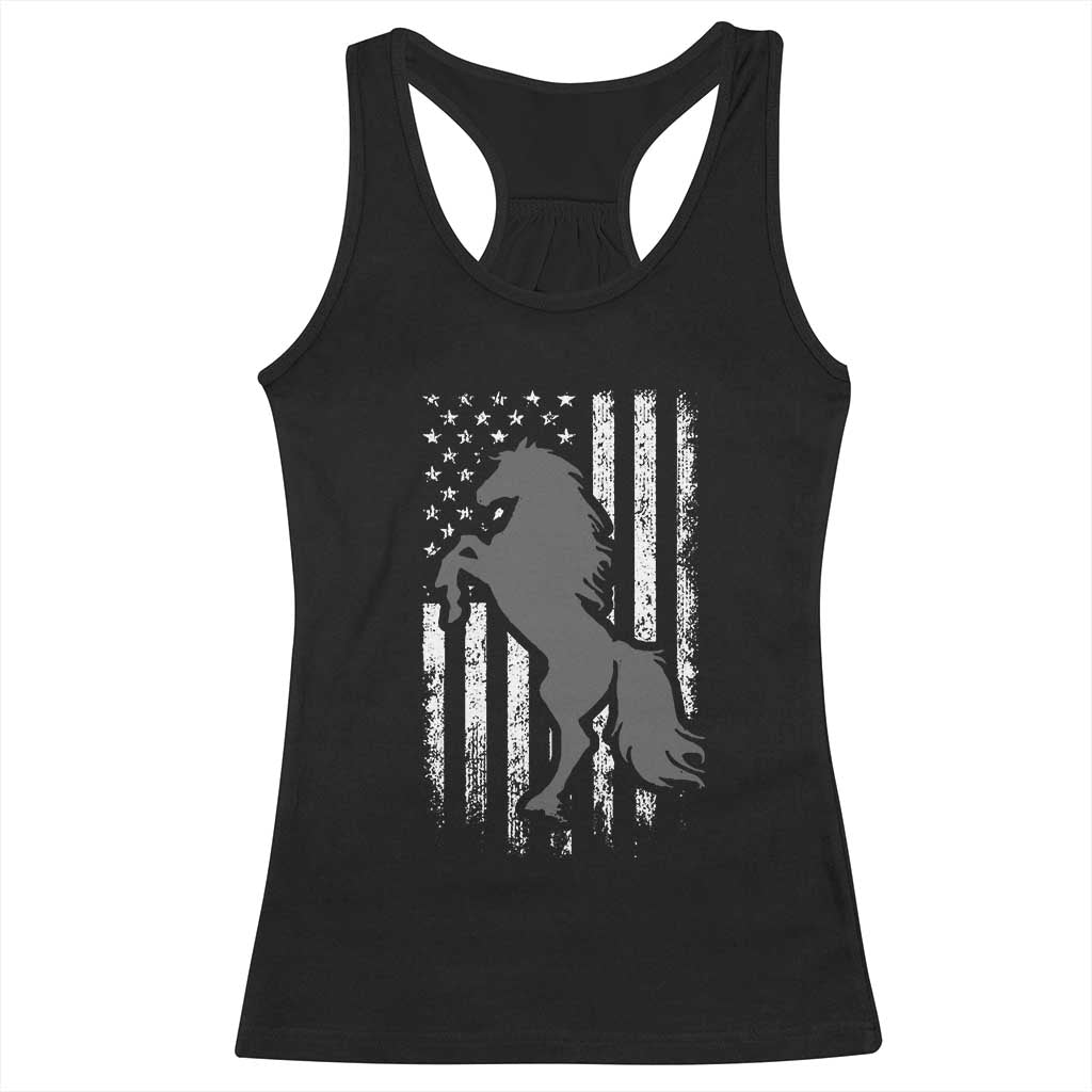 Patriotic Horse American Flag Racerback Tank Top Horseback Riding Western Farm Vintage Horse