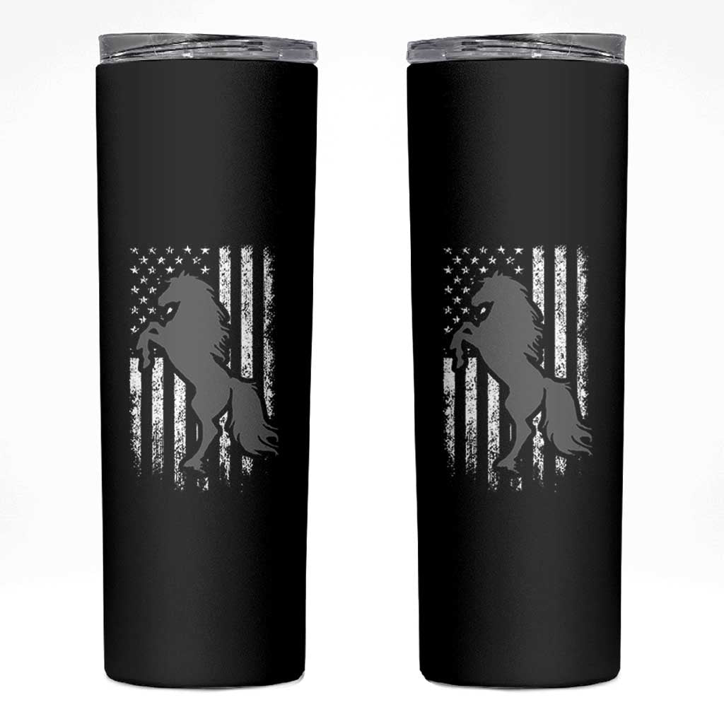 Patriotic Horse American Flag Skinny Tumbler Horseback Riding Western Farm Vintage Horse