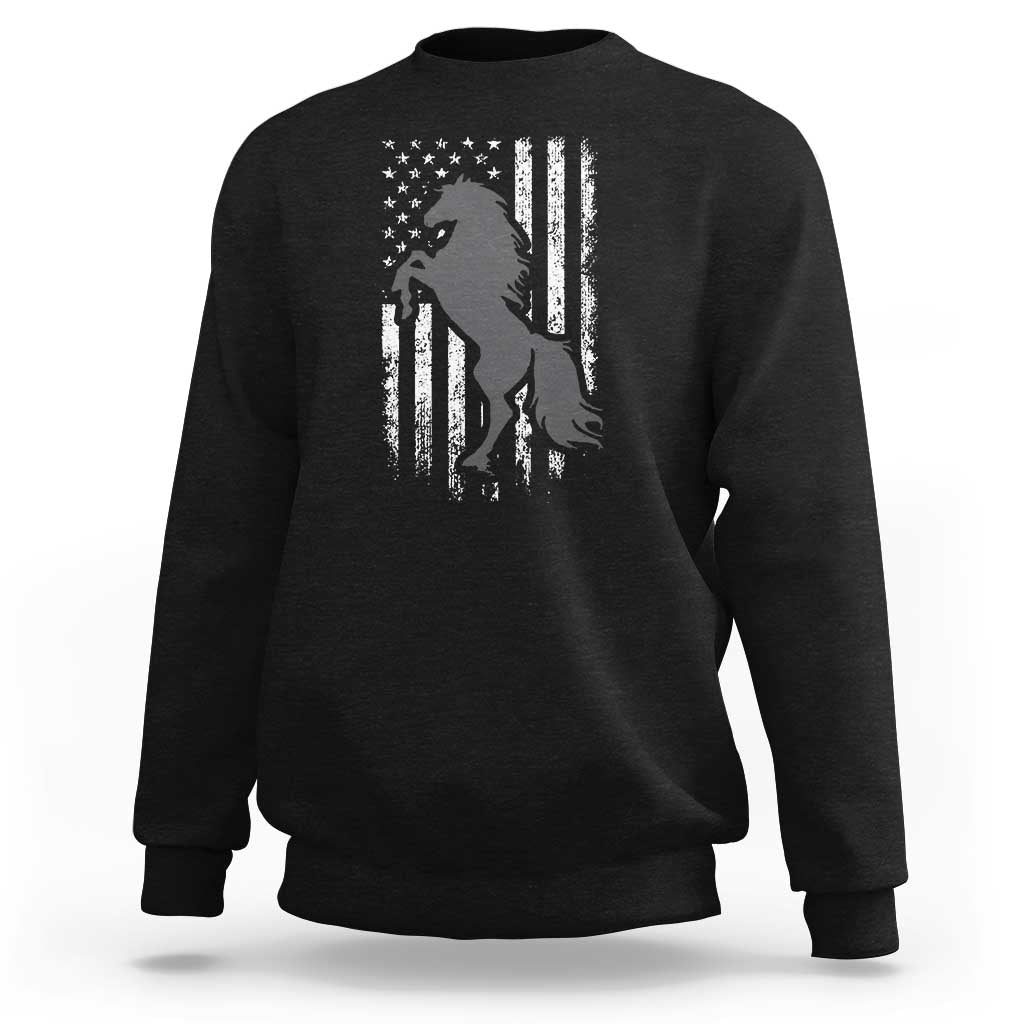 Patriotic Horse American Flag Sweatshirt Horseback Riding Western Farm Vintage Horse
