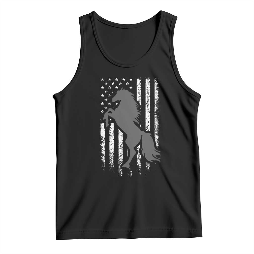 Patriotic Horse American Flag Tank Top Horseback Riding Western Farm Vintage Horse