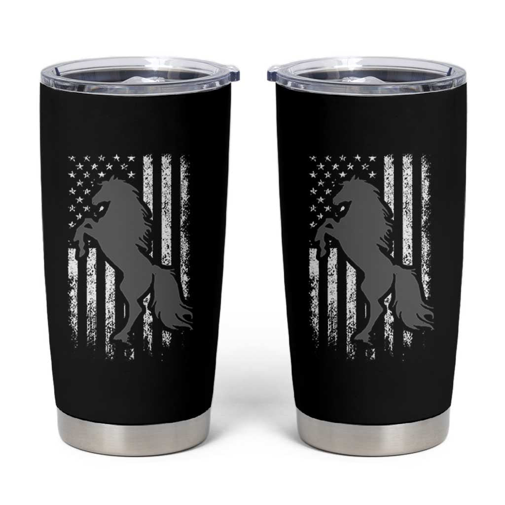Patriotic Horse American Flag Tumbler Cup Horseback Riding Western Farm Vintage Horse