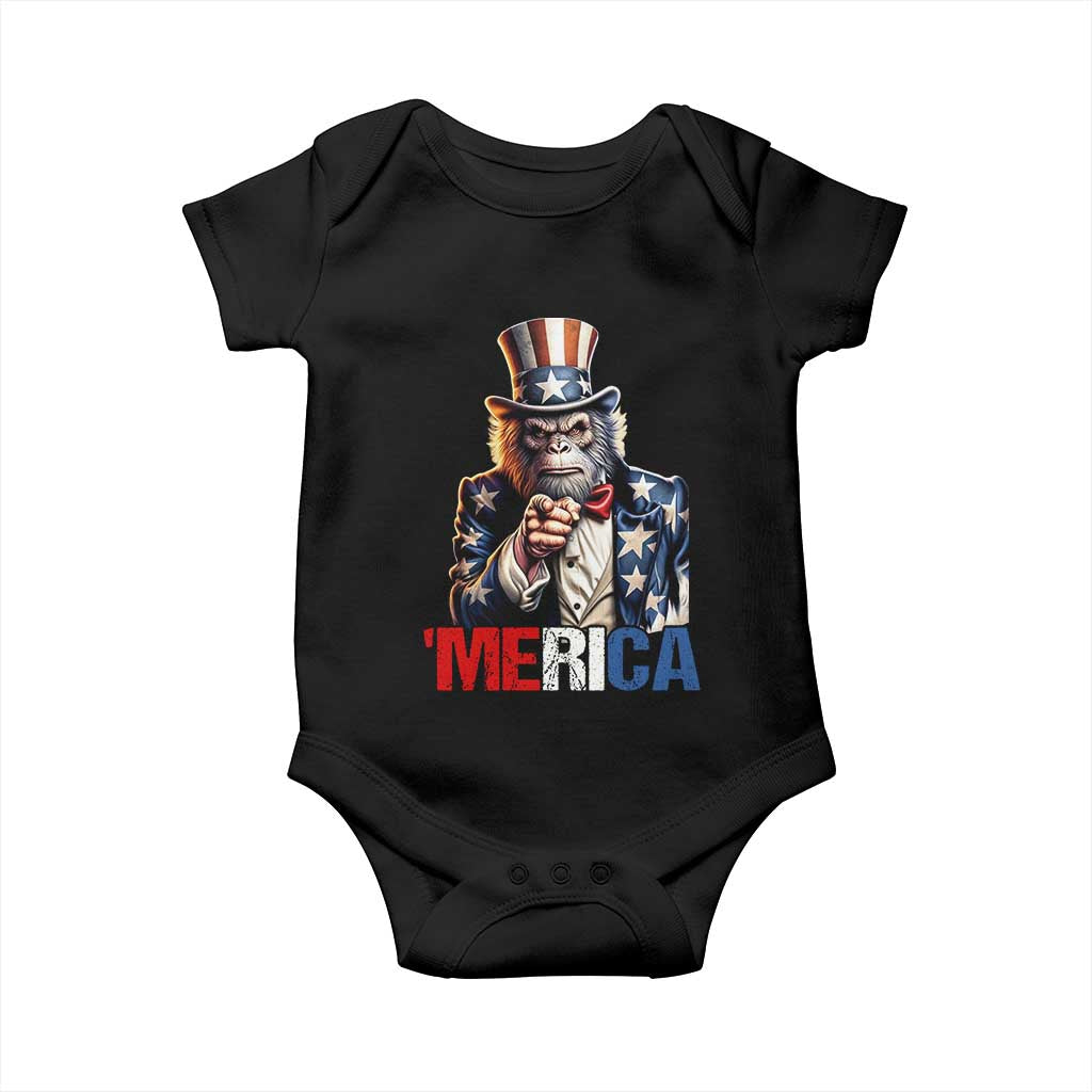 Bigfoot Merica Baby Onesie American Flag Patriotic 4th Of July Uncle Sam - Wonder Print Shop