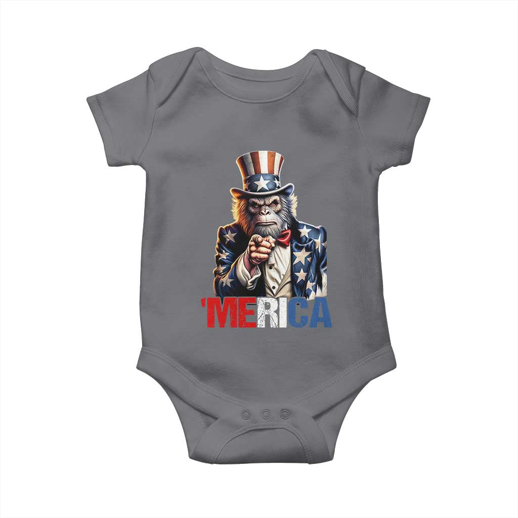 Bigfoot Merica Baby Onesie American Flag Patriotic 4th Of July Uncle Sam - Wonder Print Shop