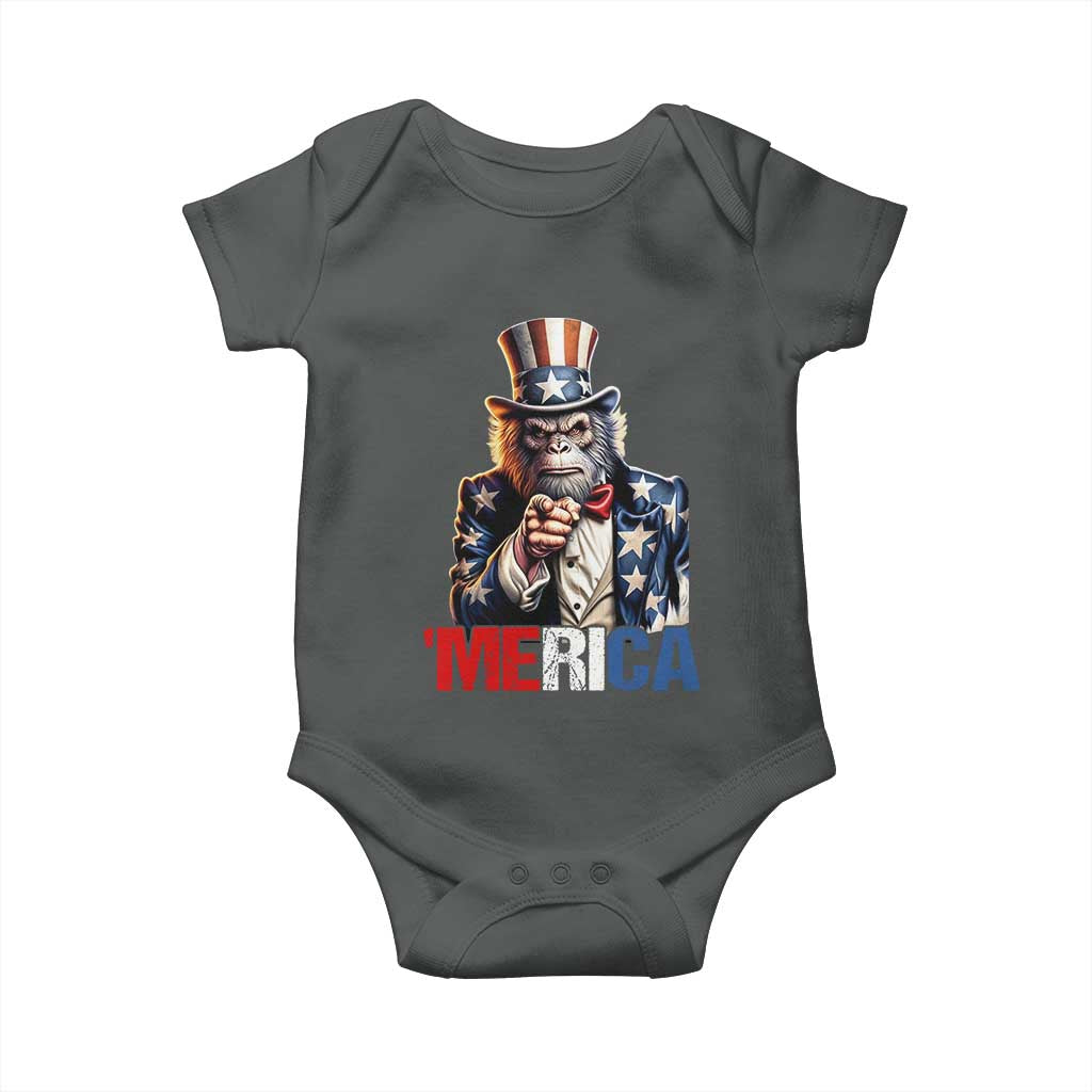 Bigfoot Merica Baby Onesie American Flag Patriotic 4th Of July Uncle Sam - Wonder Print Shop
