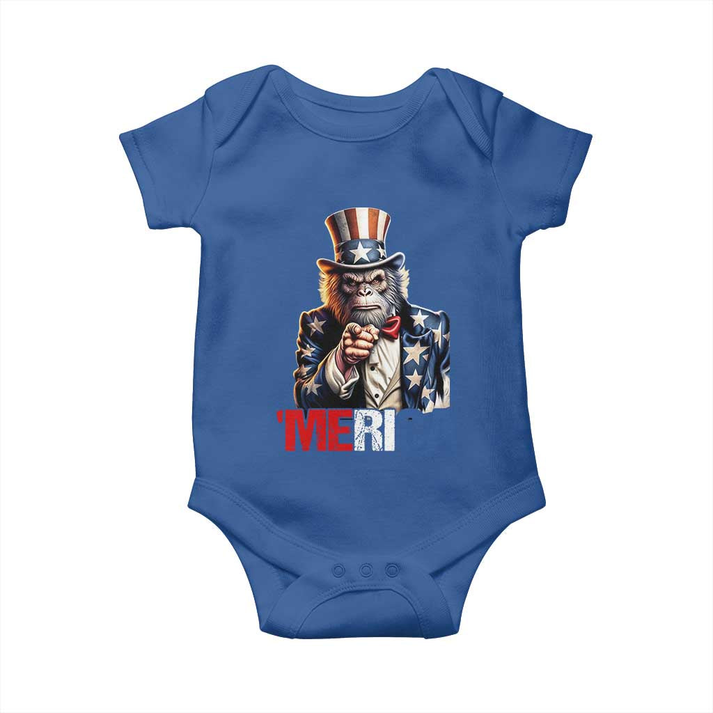 Bigfoot Merica Baby Onesie American Flag Patriotic 4th Of July Uncle Sam - Wonder Print Shop