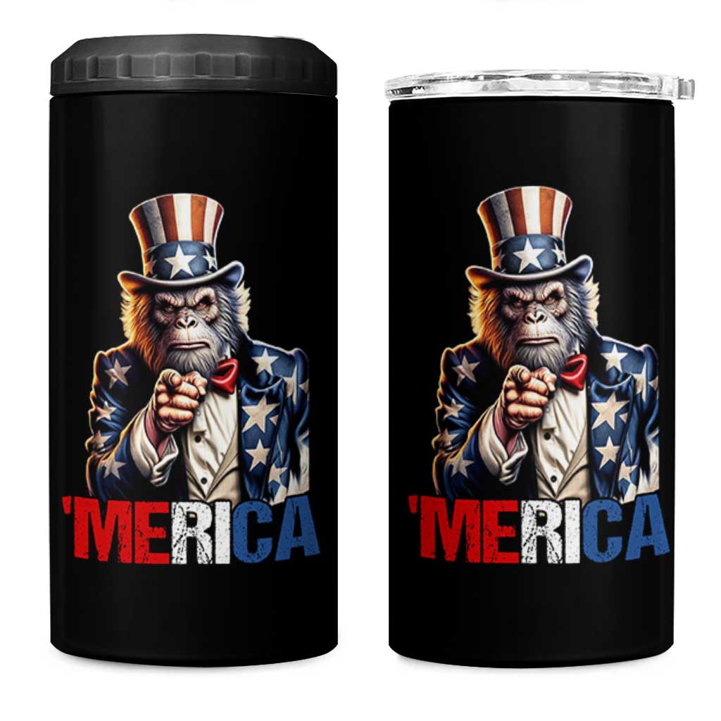 Bigfoot Merica 4 in 1 Can Cooler Tumbler American Flag Patriotic 4th Of July Uncle Sam - Wonder Print Shop
