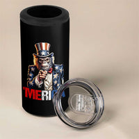 Bigfoot Merica 4 in 1 Can Cooler Tumbler American Flag Patriotic 4th Of July Uncle Sam - Wonder Print Shop