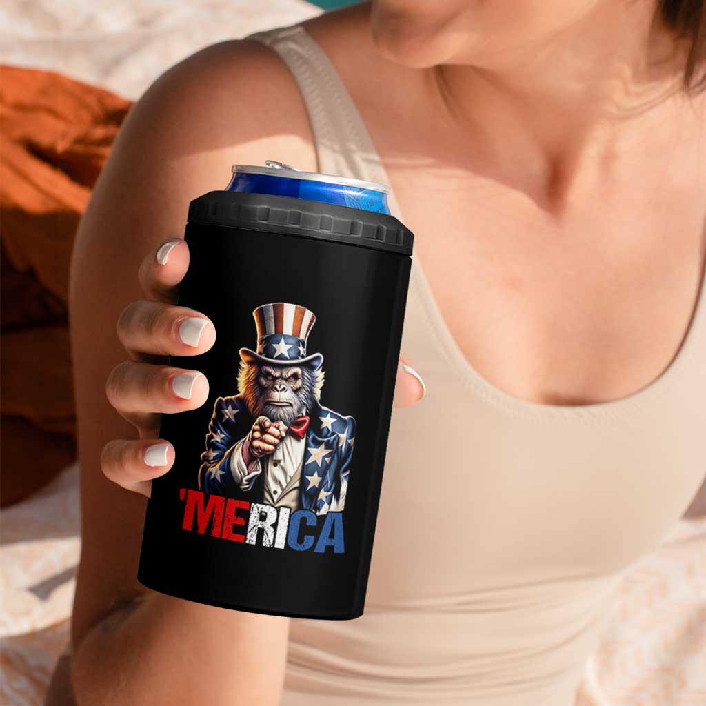 Bigfoot Merica 4 in 1 Can Cooler Tumbler American Flag Patriotic 4th Of July Uncle Sam - Wonder Print Shop