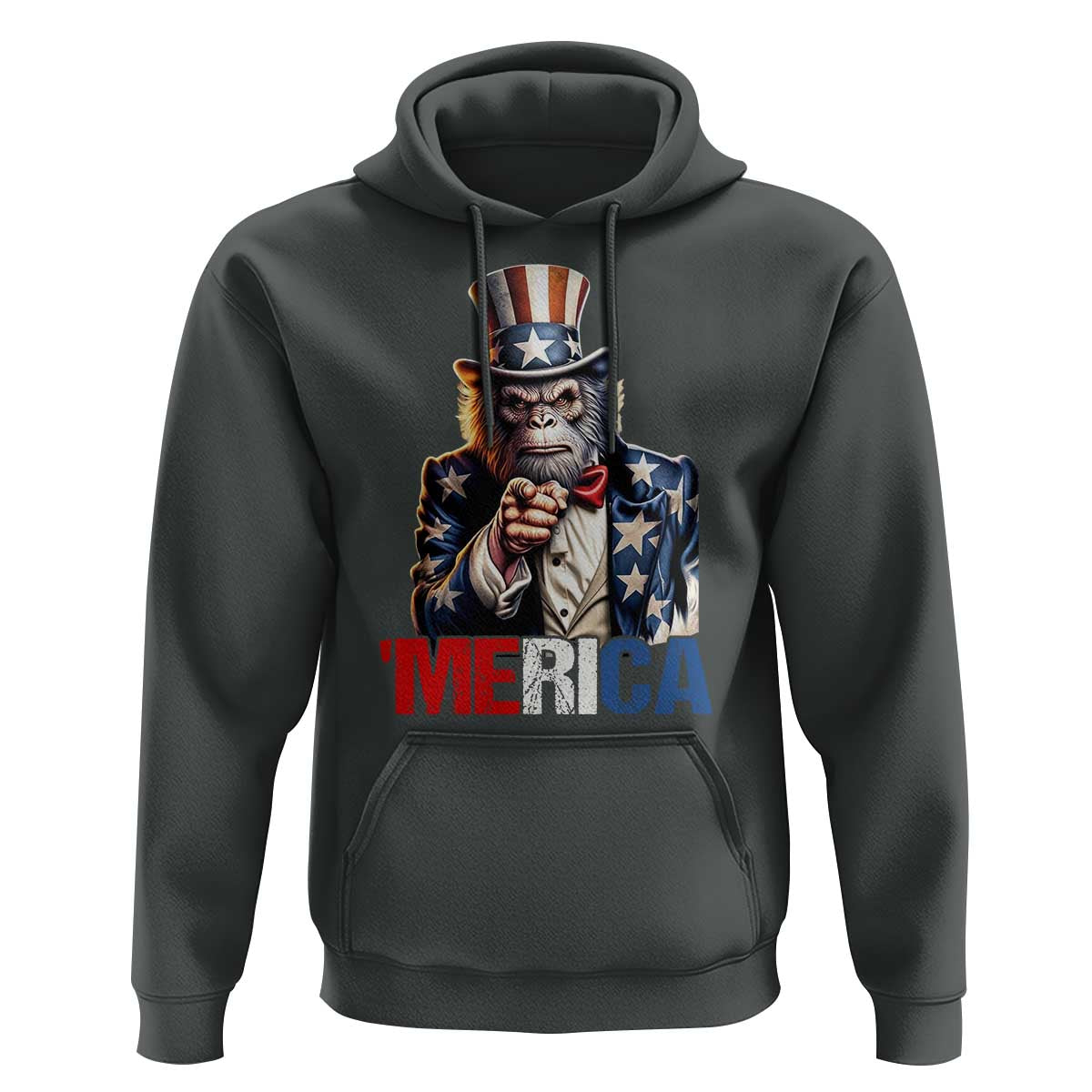 Bigfoot Merica Hoodie American Flag Patriotic 4th Of July Uncle Sam - Wonder Print Shop