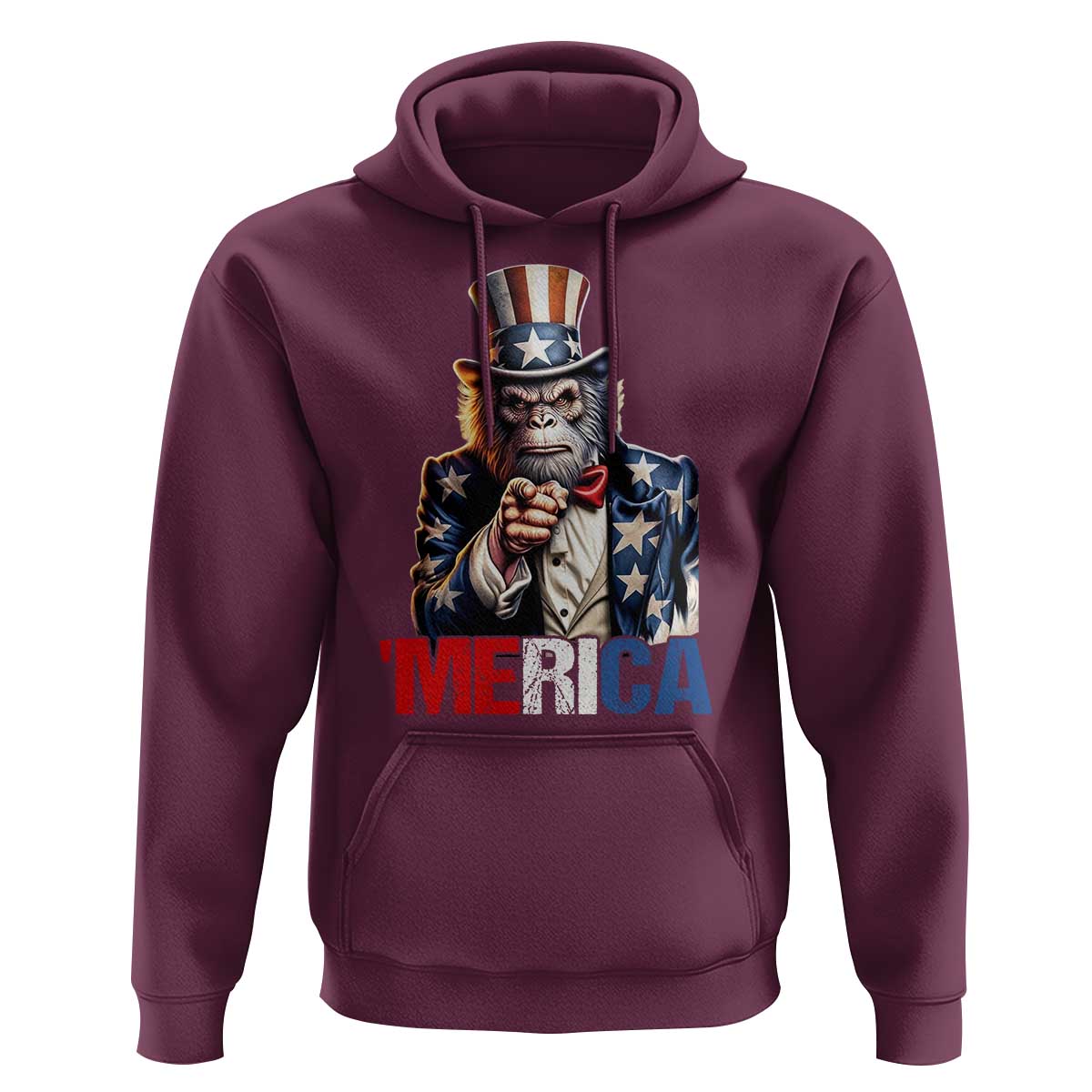 Bigfoot Merica Hoodie American Flag Patriotic 4th Of July Uncle Sam - Wonder Print Shop