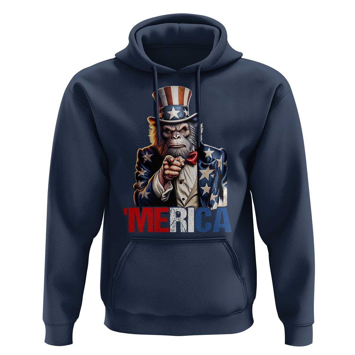 Bigfoot Merica Hoodie American Flag Patriotic 4th Of July Uncle Sam - Wonder Print Shop
