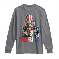Bigfoot Merica Long Sleeve Shirt American Flag Patriotic 4th Of July Uncle Sam - Wonder Print Shop