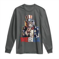 Bigfoot Merica Long Sleeve Shirt American Flag Patriotic 4th Of July Uncle Sam - Wonder Print Shop