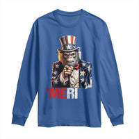 Bigfoot Merica Long Sleeve Shirt American Flag Patriotic 4th Of July Uncle Sam - Wonder Print Shop
