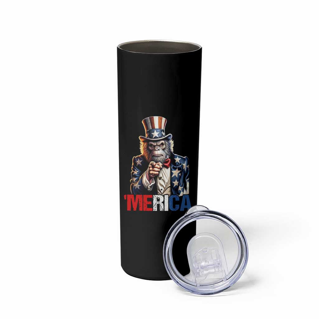 Bigfoot Merica Skinny Tumbler American Flag Patriotic 4th Of July Uncle Sam - Wonder Print Shop